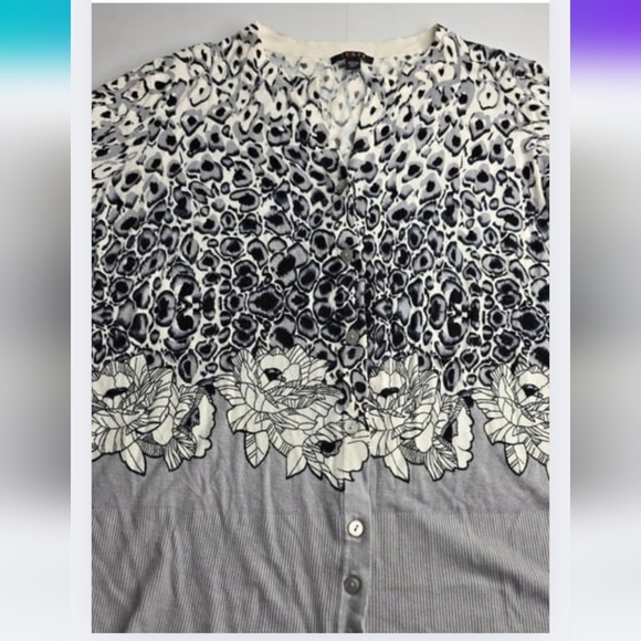 Cyrus 2X Gray Leopard Print Cardigan Sweater Button Down Soft Sexy Cg-3064 - Picture 5 of 12